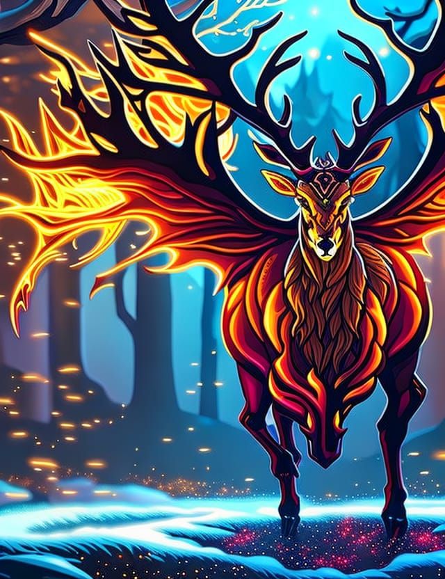 Christmas Deer Elemental in Digital Artwork
