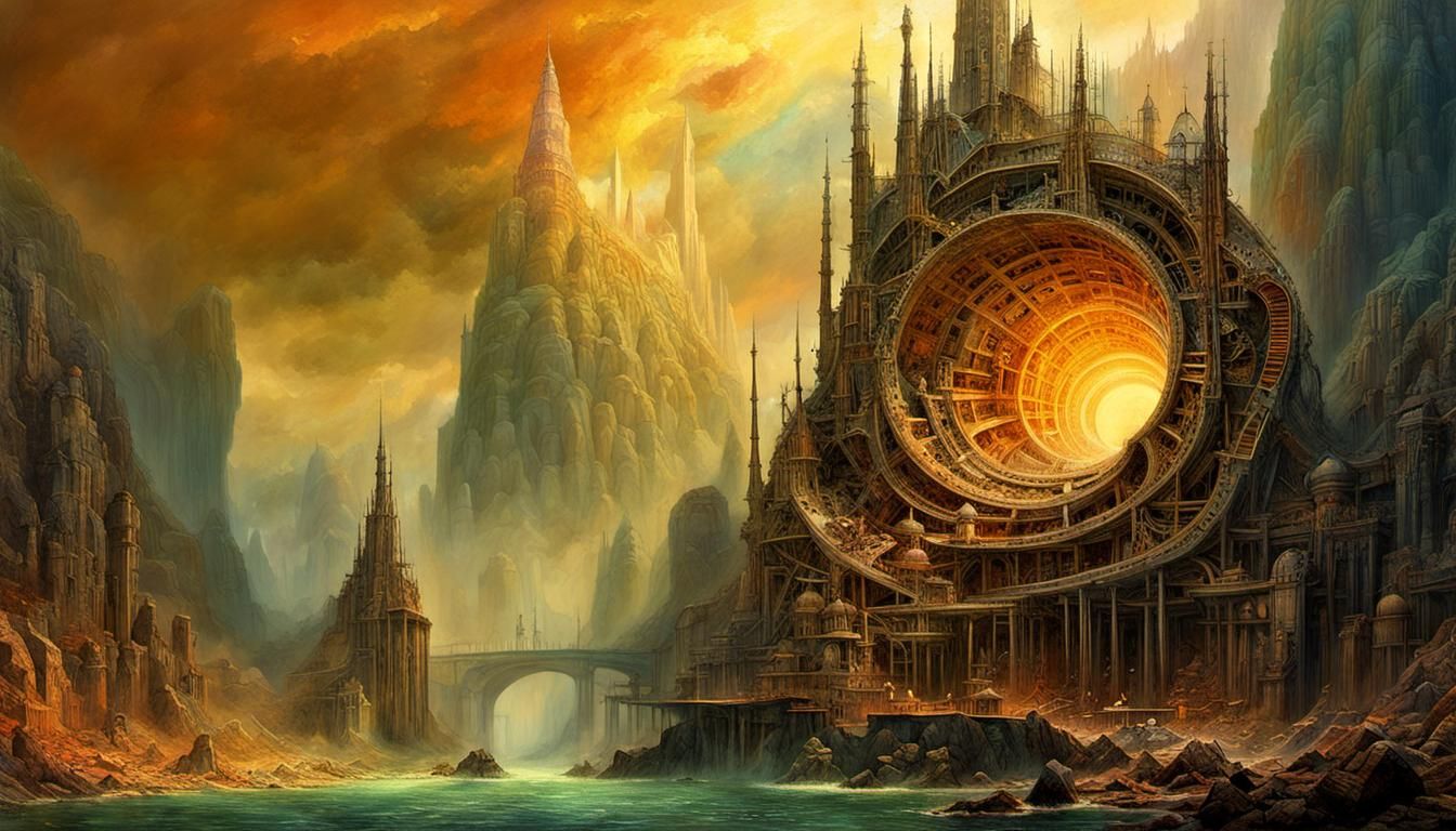 Epic Art Deco Dreamscape in Psychedelic Style