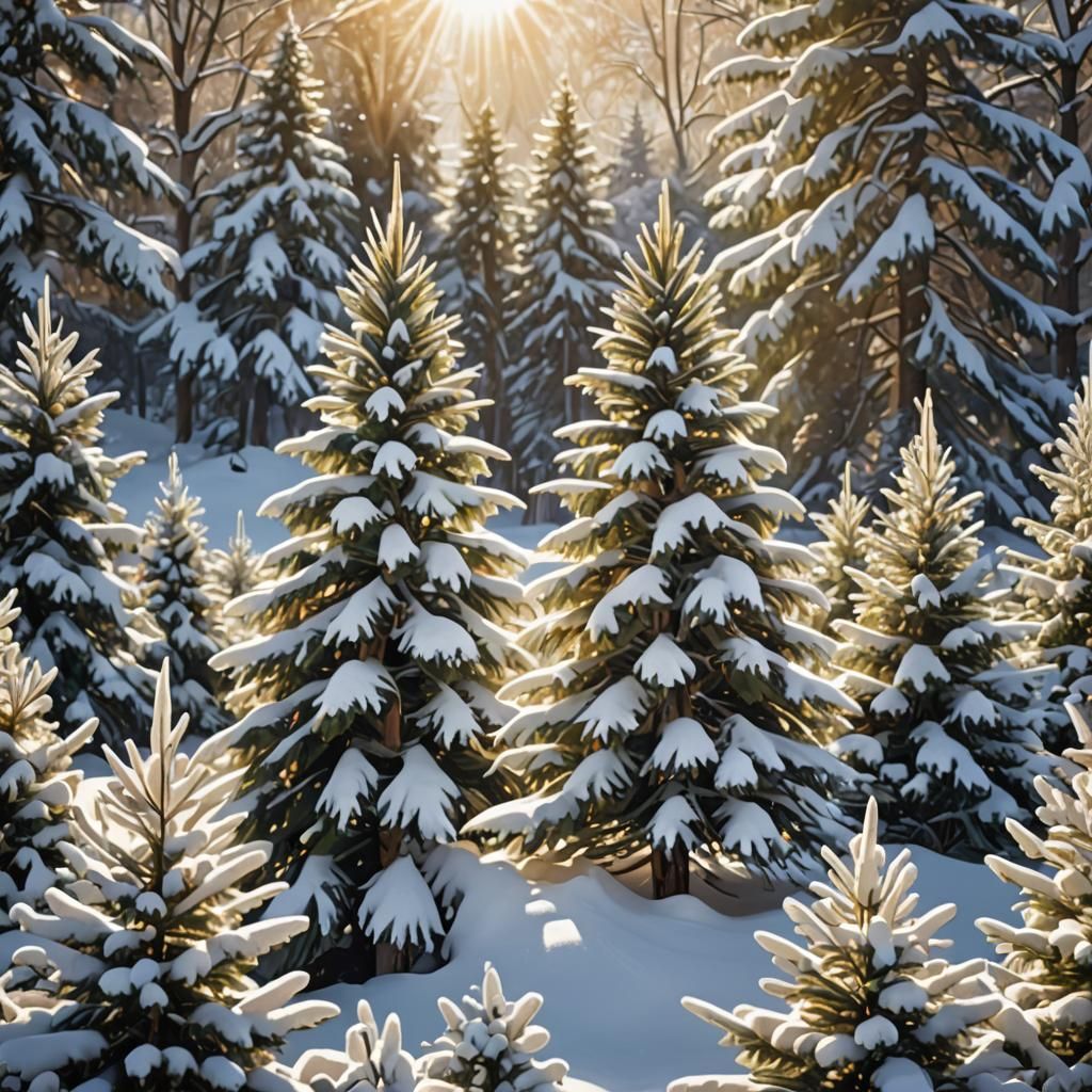 Art Deco Christmas Tree in Winter Sunlight