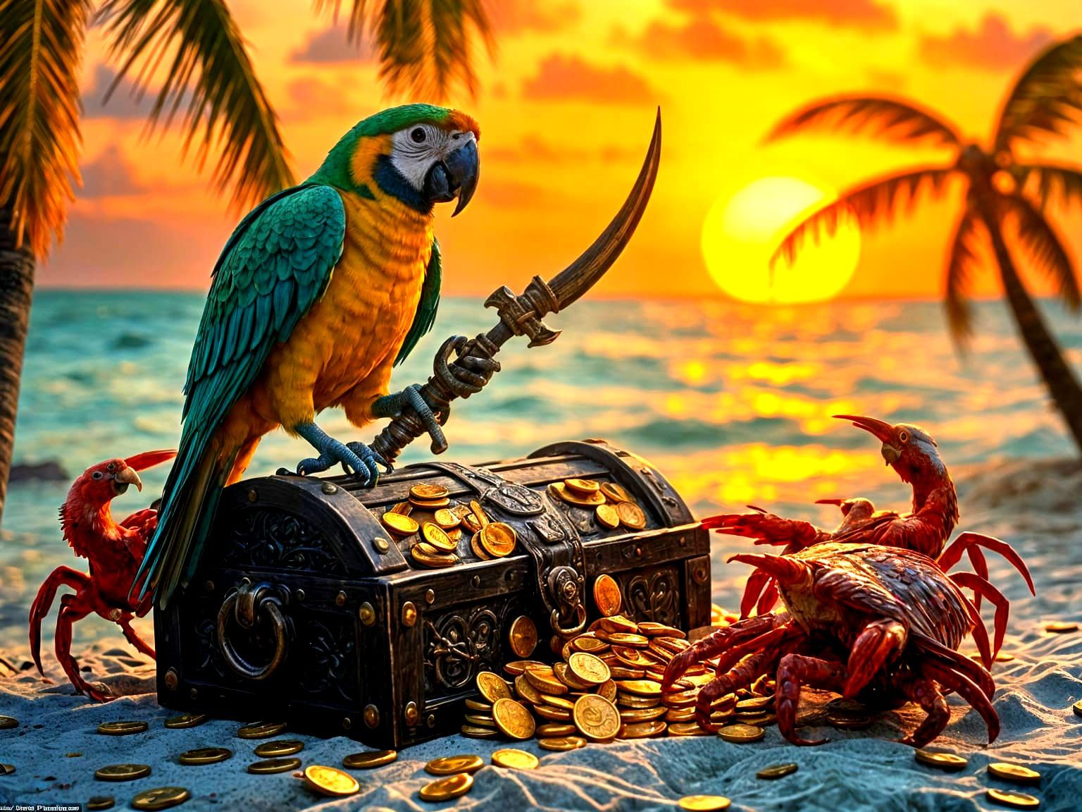 Pirate Parrot's Treasure Trove: Art Nouveau Fantasy