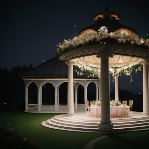 Romantic Whimsy on a Starlit Hilltop Ballroom