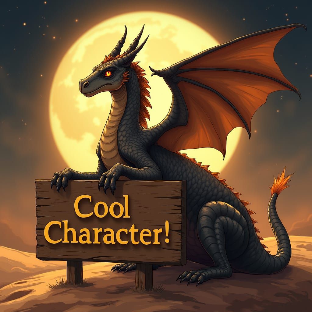 Anime Egyptian Dragon Sphinx in Regal, Moonlit Glory