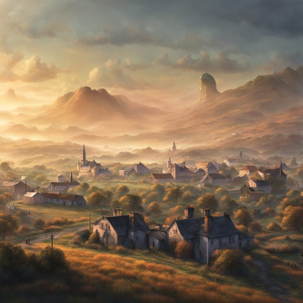 Surreal 1960s Countryside Transitions into Industrial Townsc...