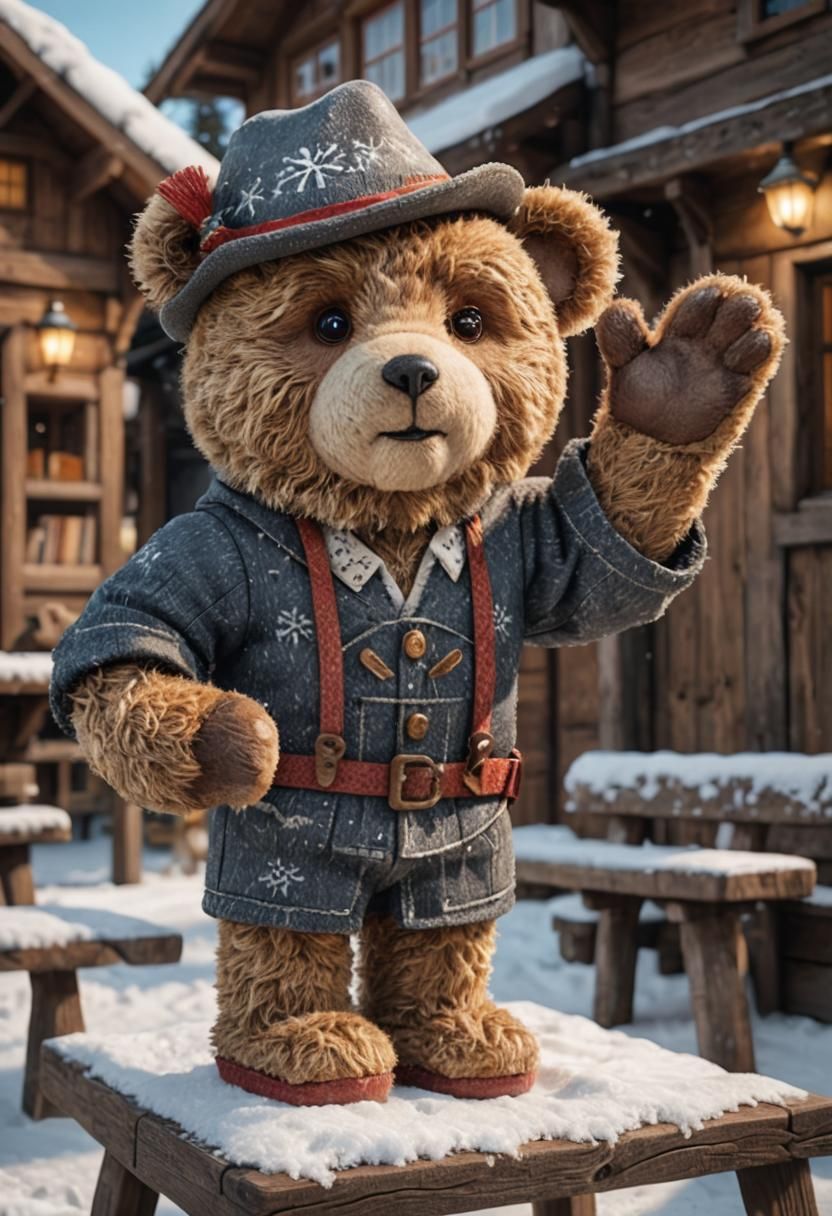 A teddy bear wearing a typical German outfit