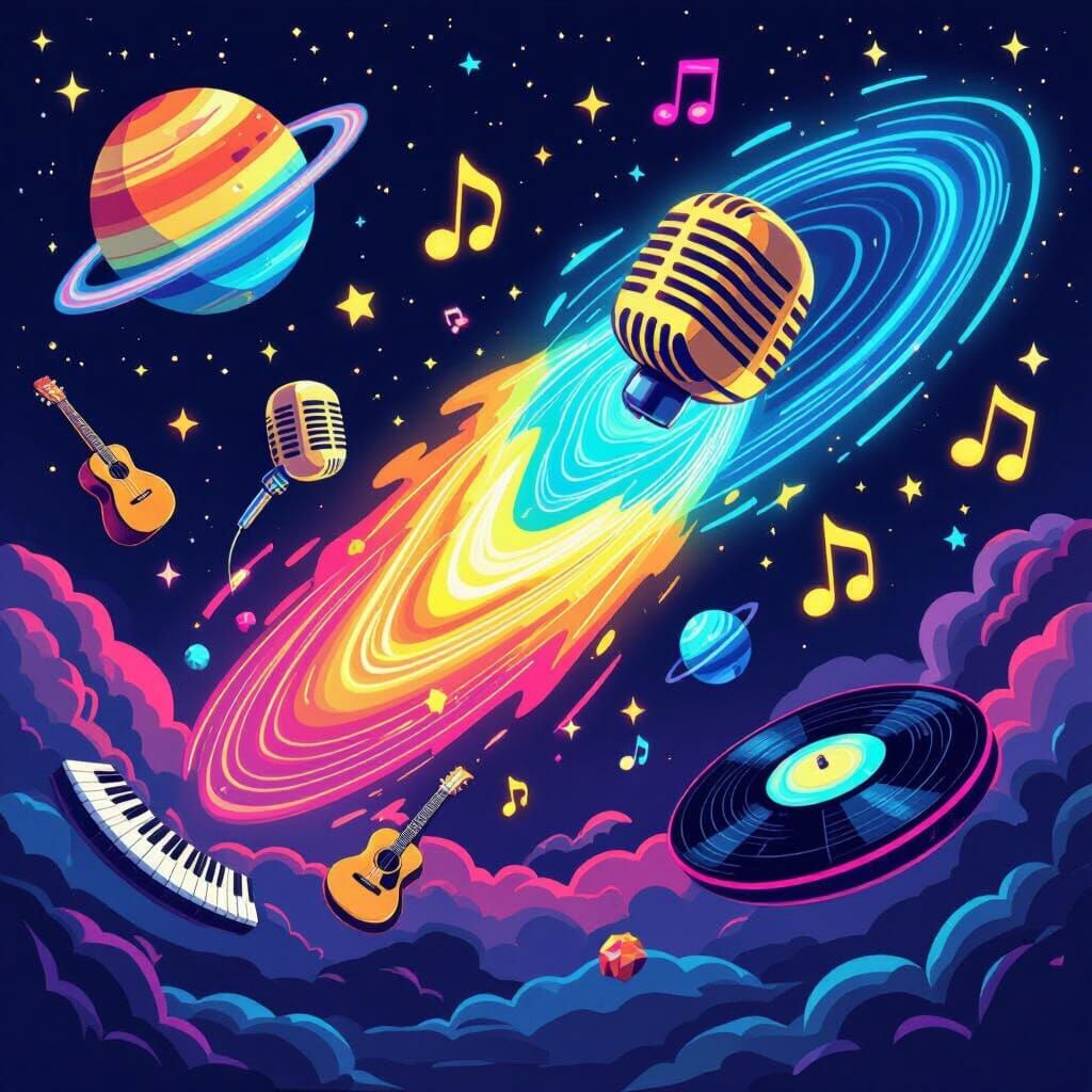 Joyful Cartoon Music Universe in Digital Illustration Style