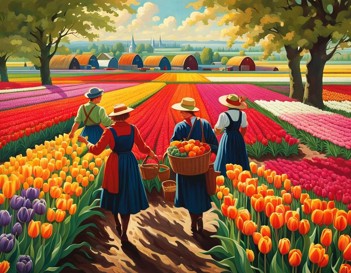 Dutch flower pickers in the 1950s