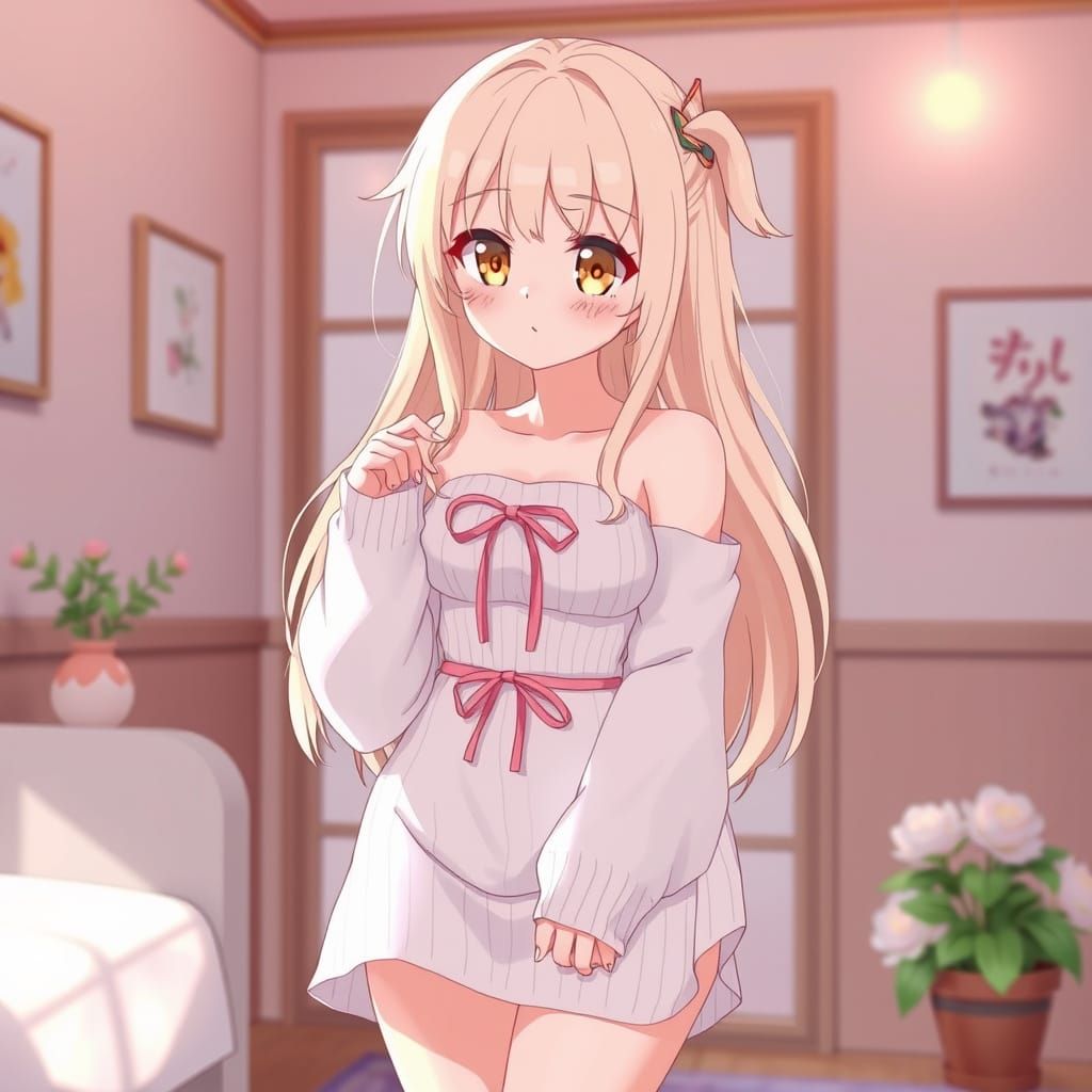 Cute Anime Girl in Soft Pastel Hues