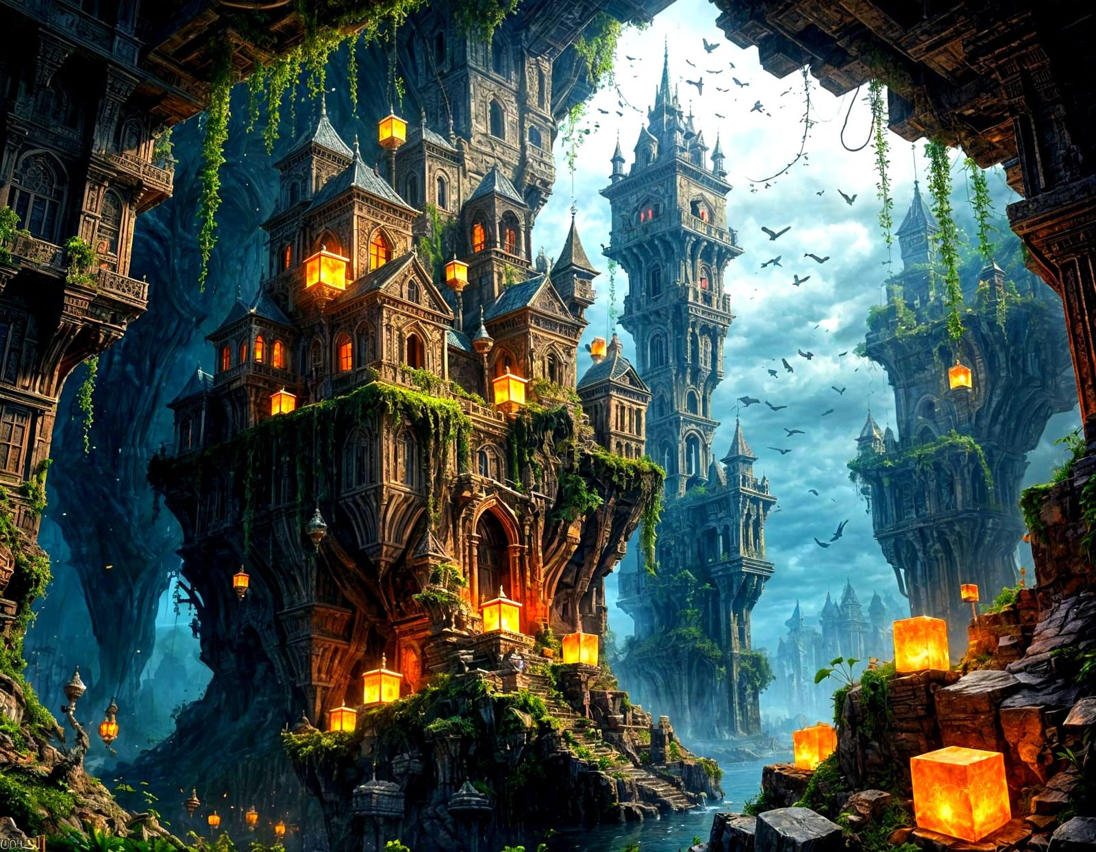 Ancient City of Cubes: A Hyper-Surrealistic Masterpiece