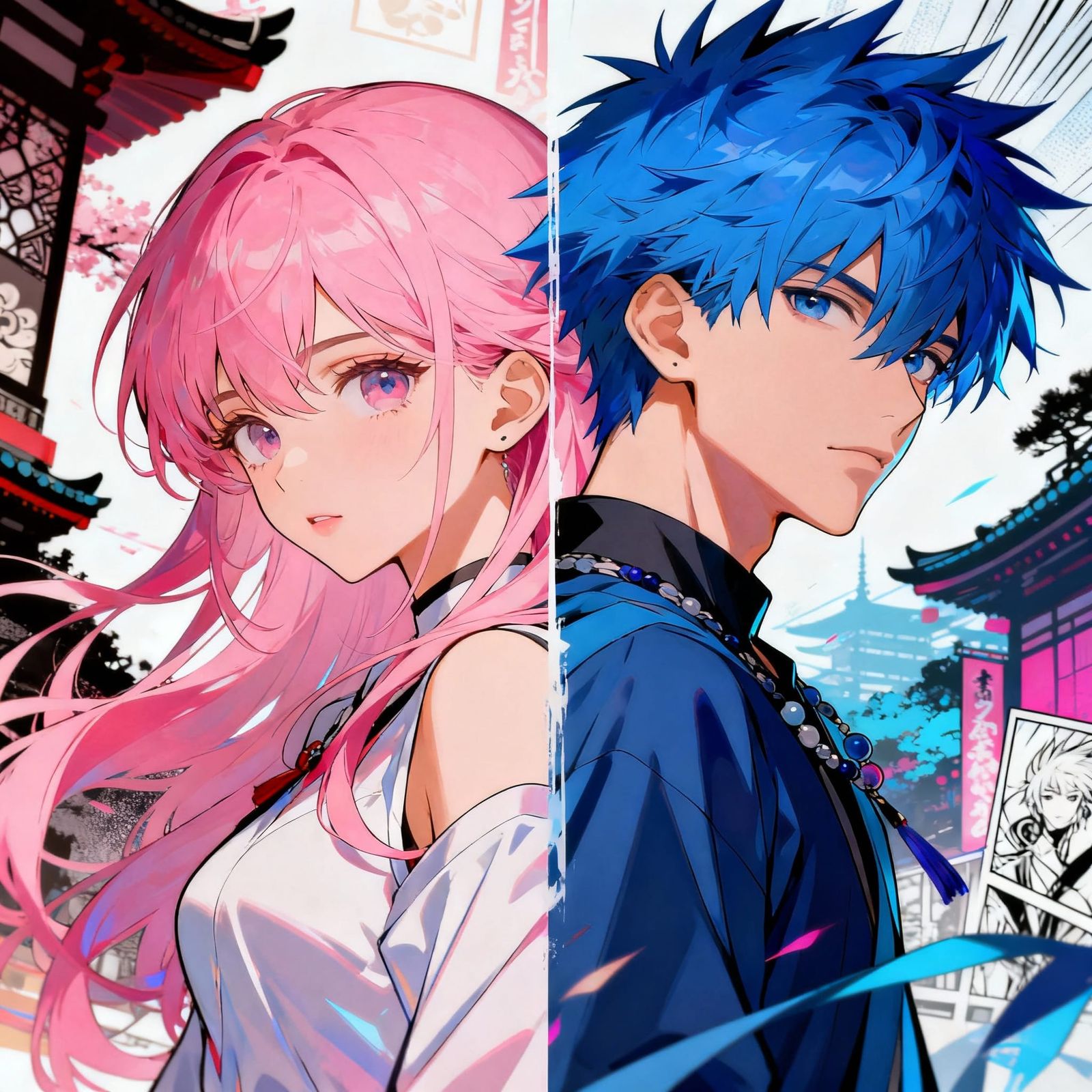 Androgynous Figure: Woman and Man Hybrid in Anime Style