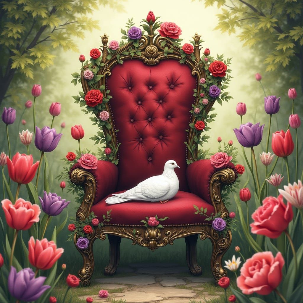 Ethereal Floral Throne in Whimsical English Garden