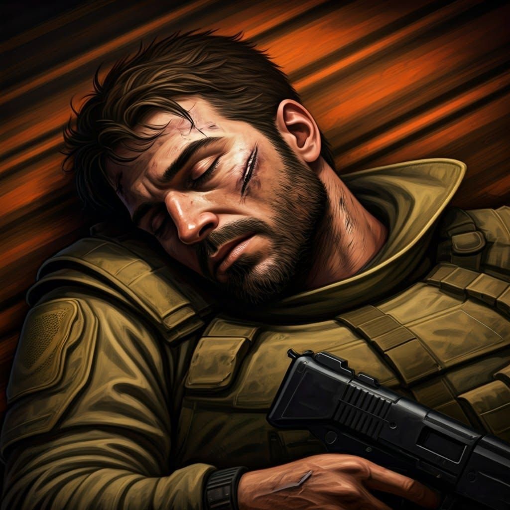 Exhausted Mossad Agent Sleeping: Hyperrealistic Digital Art