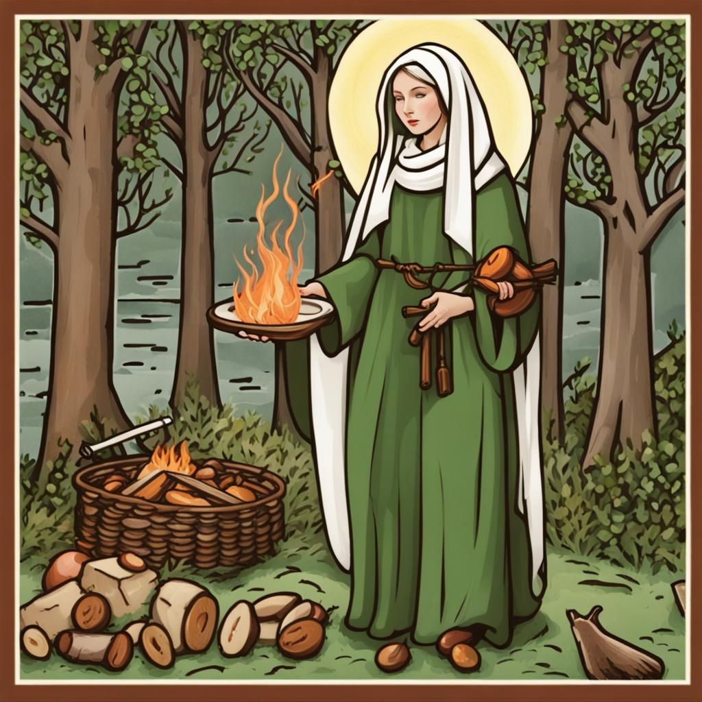 Imbolc Fire Ceremony Feast in Ethereal Fantasy Style