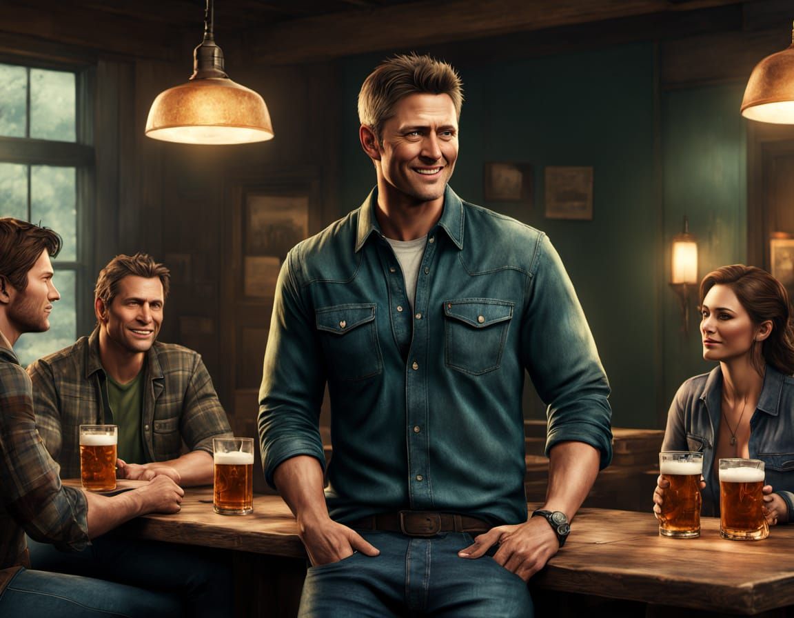 Dean Winchester Tends Bar in Country Western Tavern
