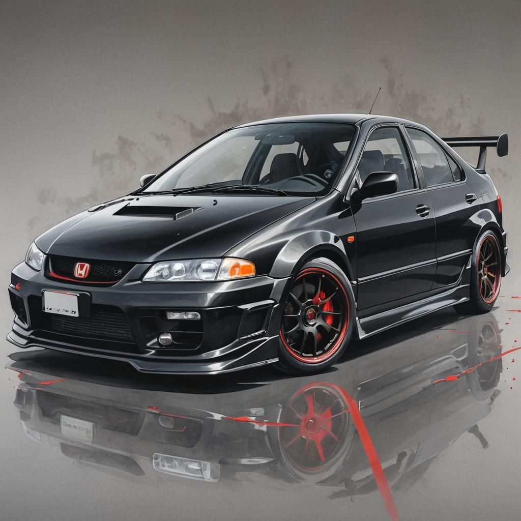 Modified Black Honda Civic Type-R Splash Art
