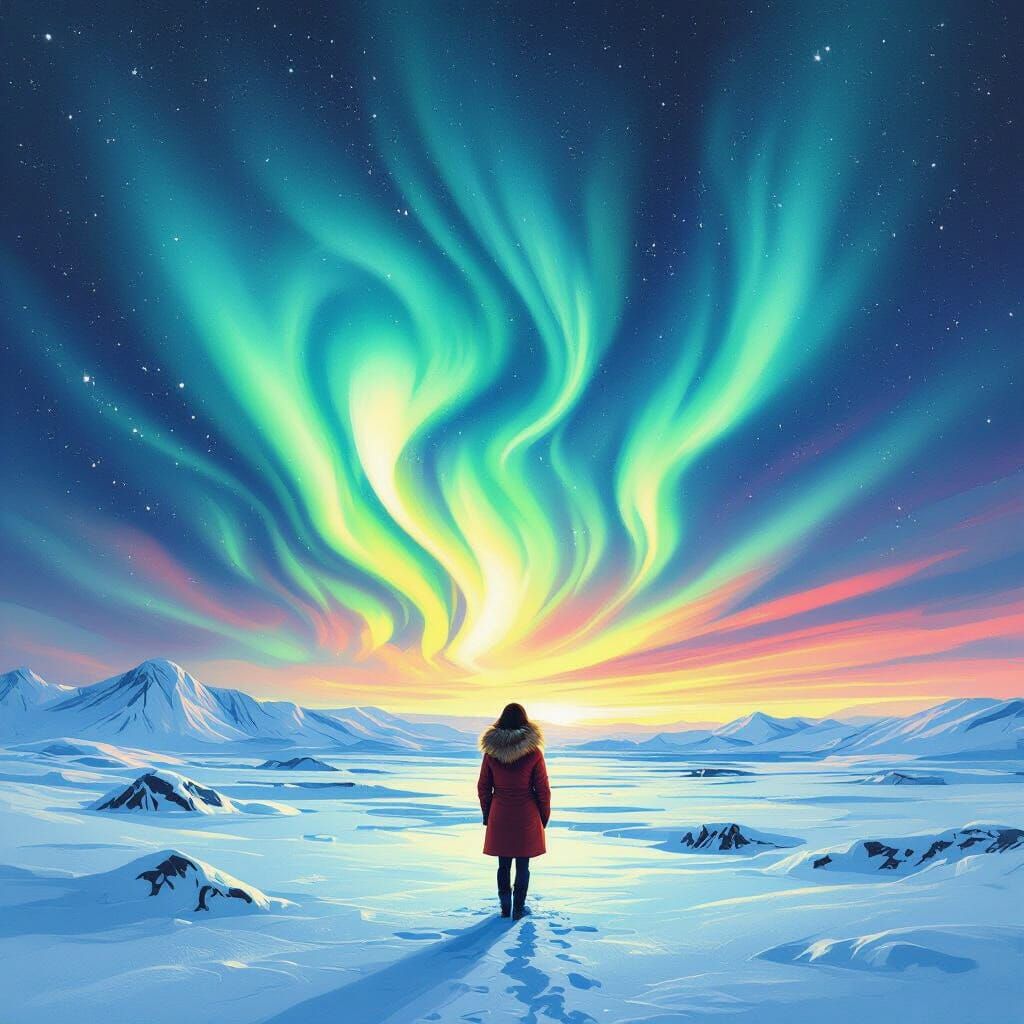 Surreal Arctic Lights in Salvador Dali Style