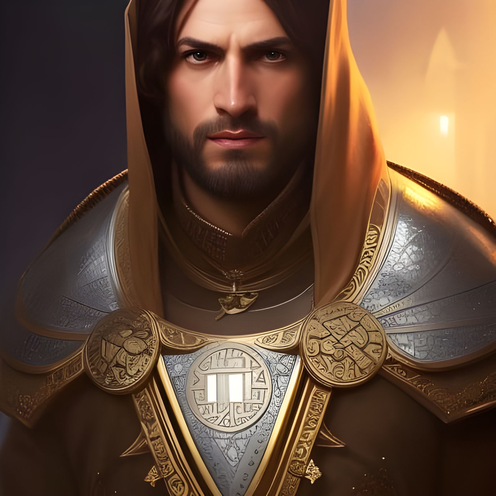 Hyperdetailed Knight Templar Portrait in Digital Art Style