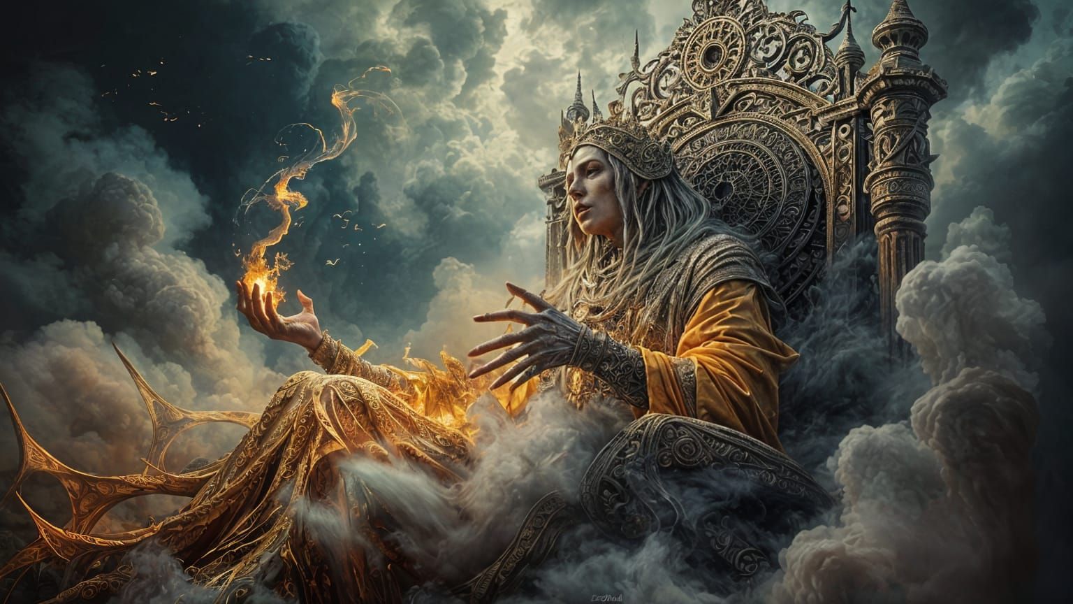 Surreal Poison Oracle Unleashes Dark Fumes from Ornate Thron...