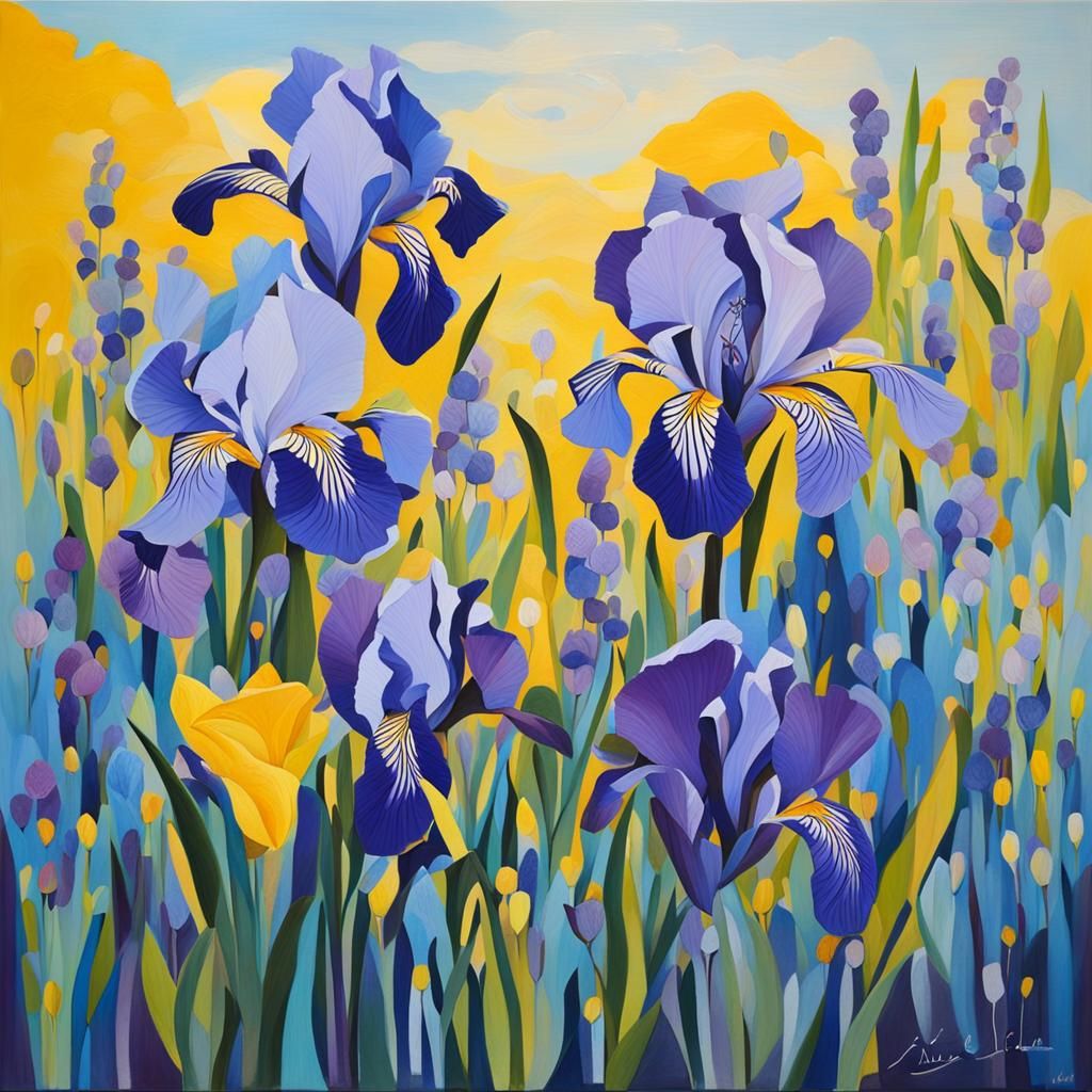 Park Scene with Pond, Animals, and Flowers