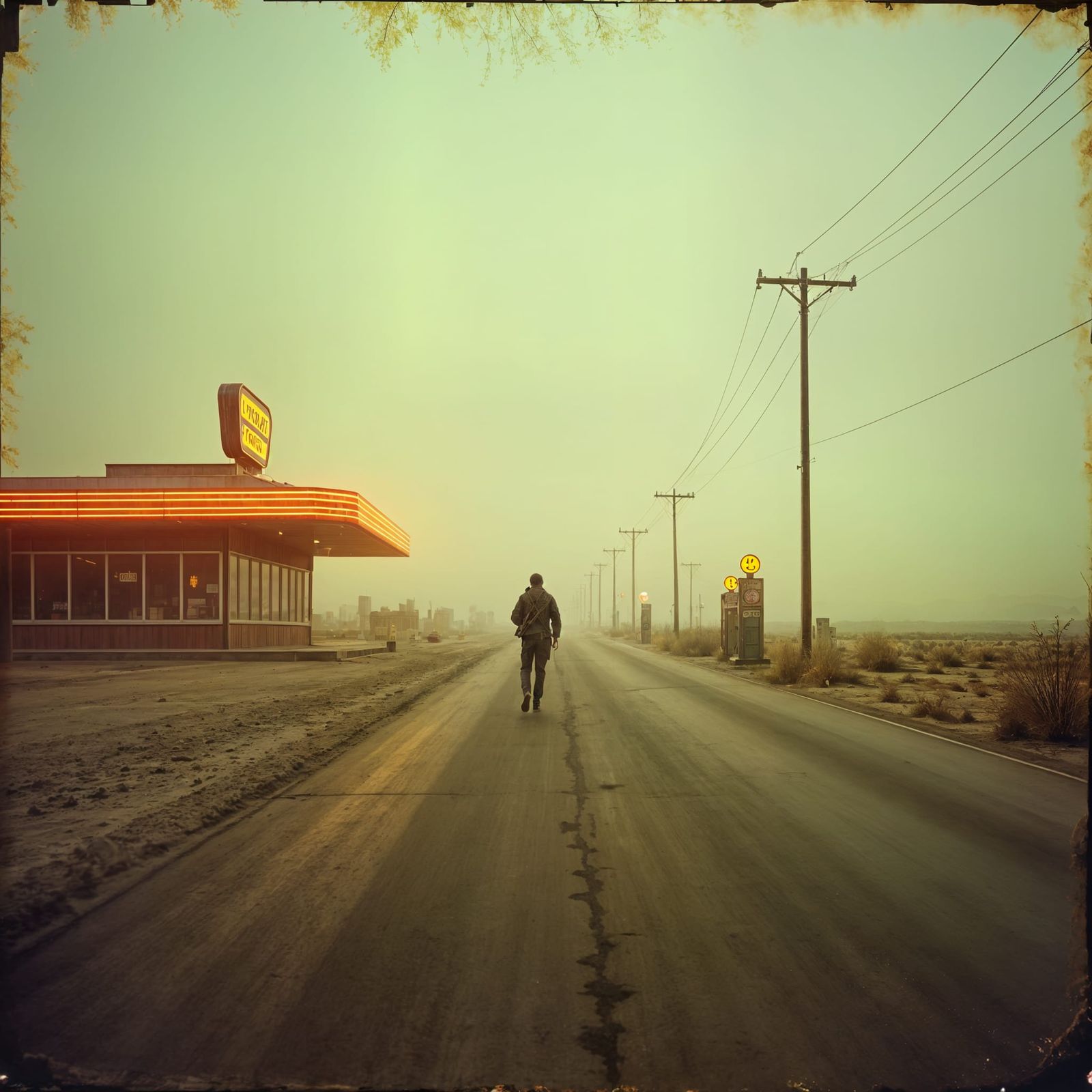Nostalgic City Drive-In: Pinhole Photograph in Detailed Matt...