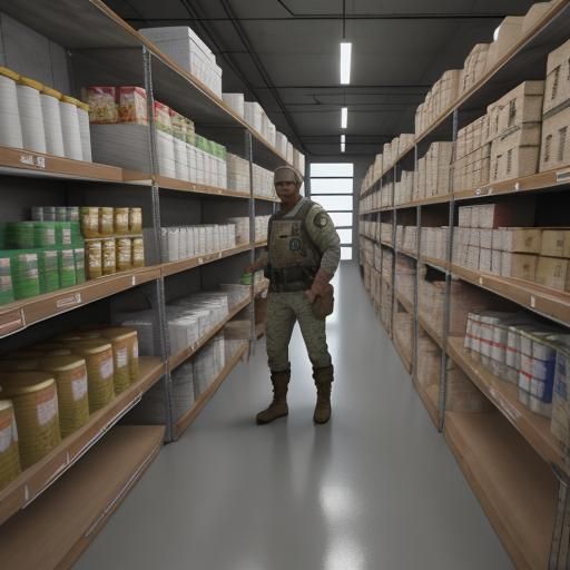 Hyperrealistic Prepper Stocks Shelves with Supplies