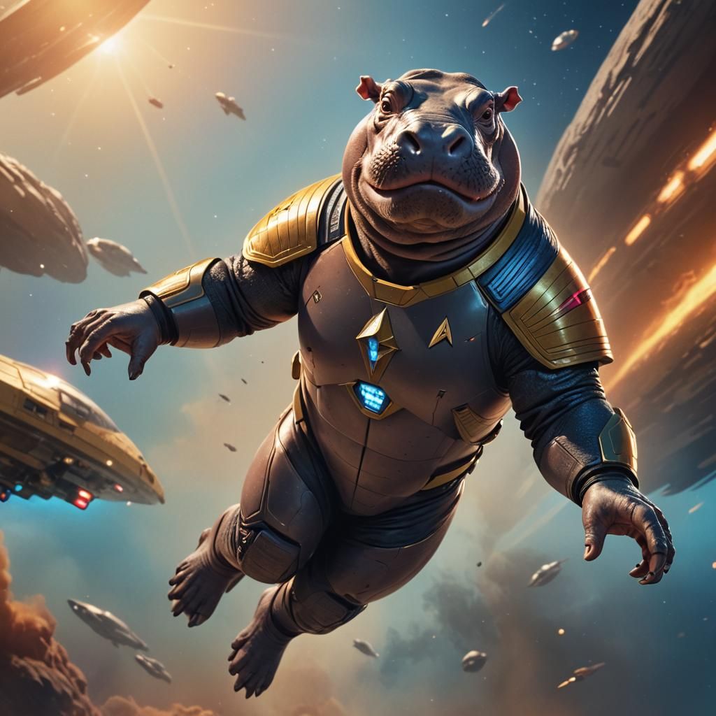 Hippo in Star Trek Uniform: Digital Matte Painting