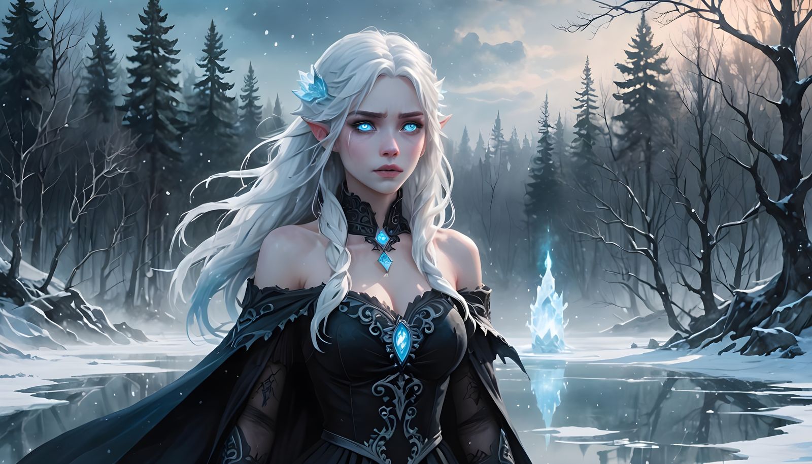 Icy Mage Monster Girl Freezes Forest