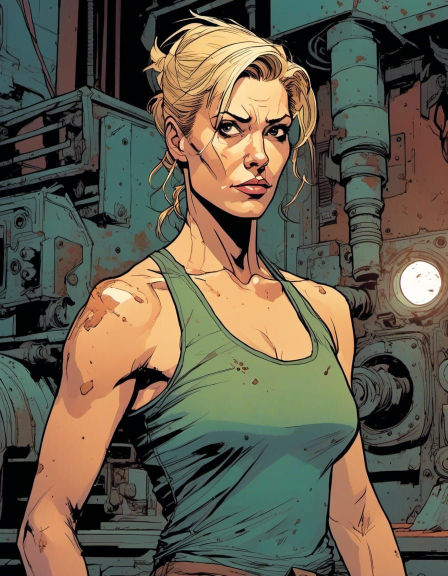 Sci-Fi Mechanic in Graphic Novel Style