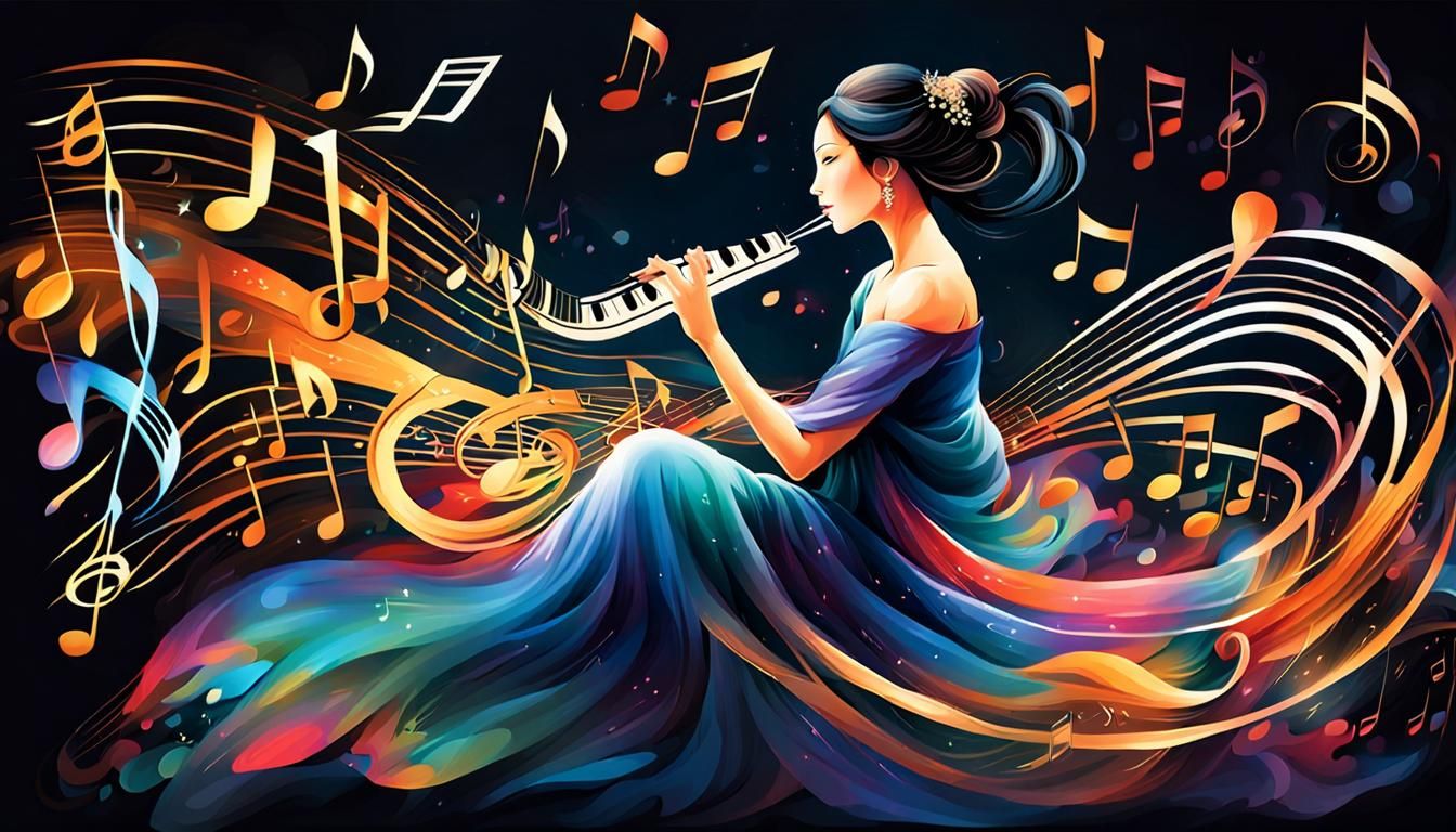 Elegant Calligraphy with Musical Notes