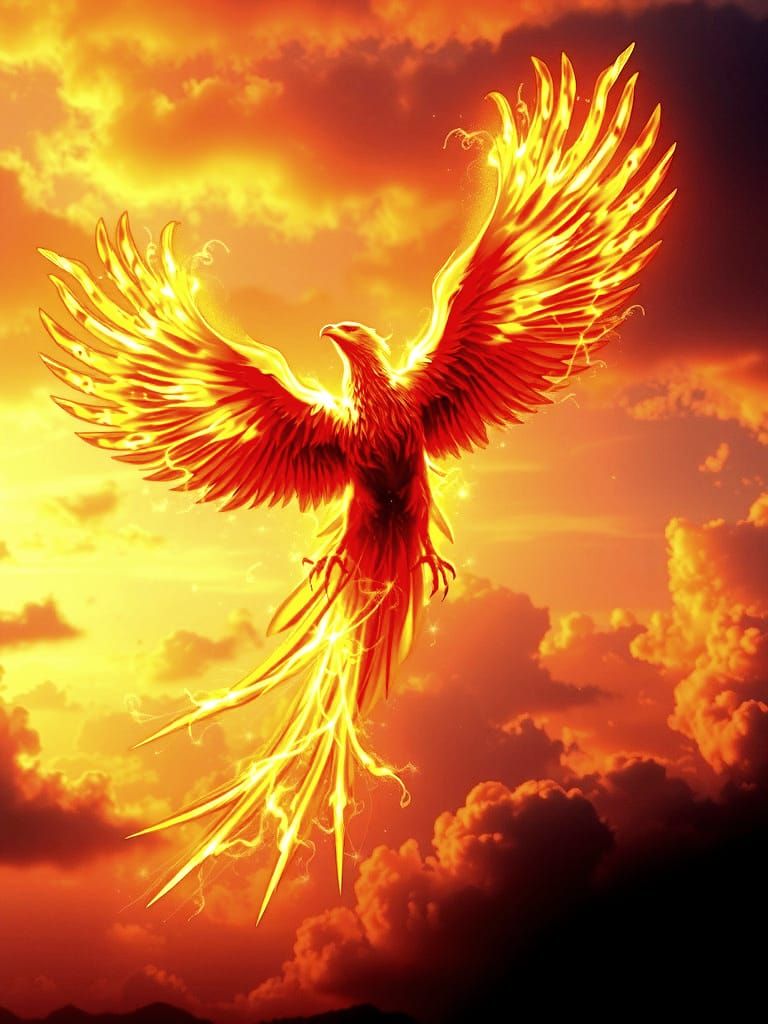 Majestic Phoenix Ascending in Flames