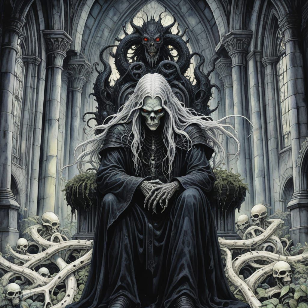 Demonic Creature in Psychedelic Dark Fantasy Landscape