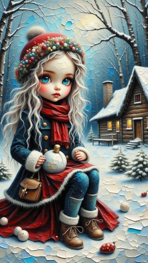 Whimsical Impasto Winter Scene