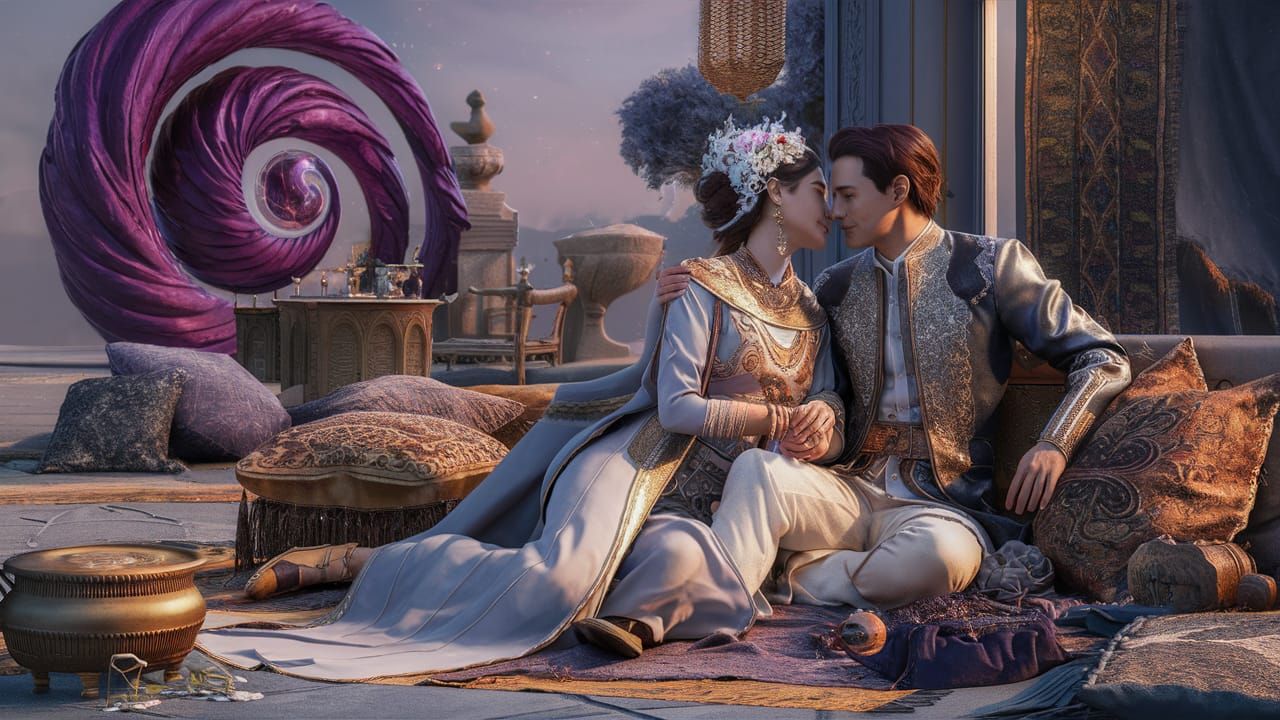 Luxurious Persian Scene with Star Portal in 8K 3D