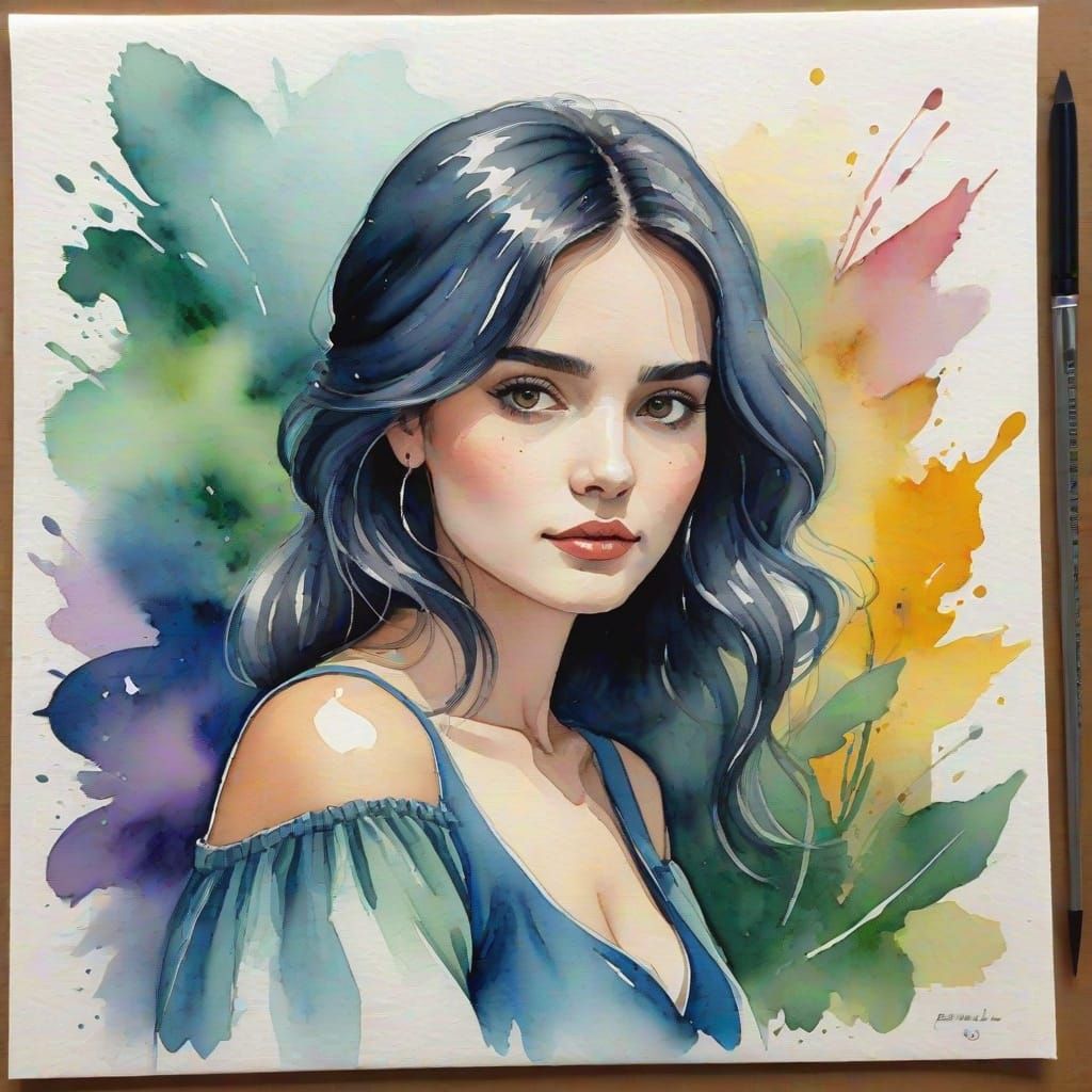 Whimsical Watercolor Painting in Álvarez Style