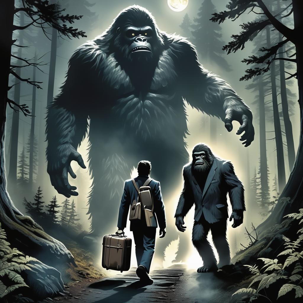 Eerie Encounter: Time Traveler Meets Bigfoot in Forest