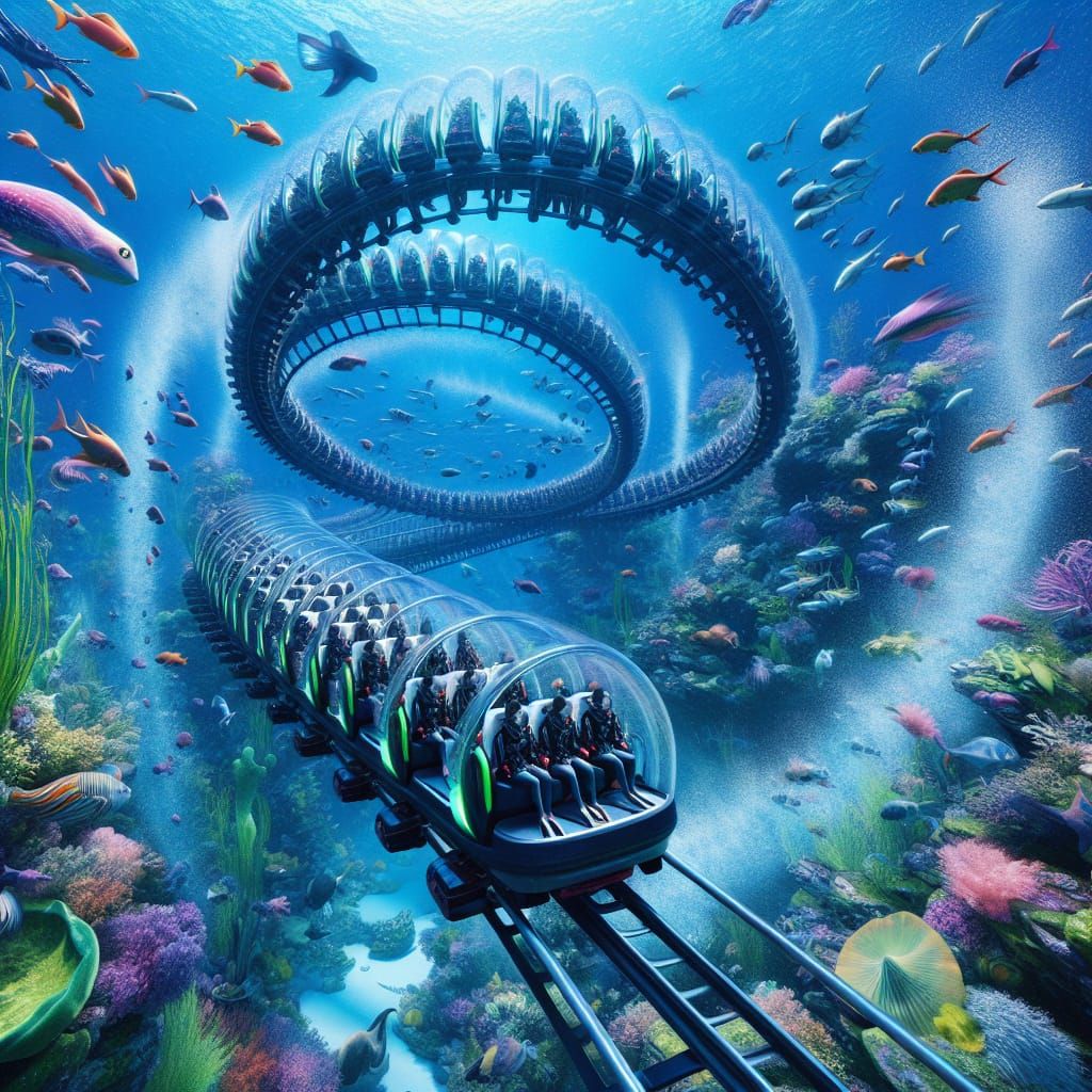 Underwater Roller Coaster Adventure in a Vibrant Sea