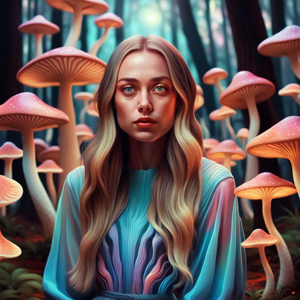 Surreal Fairy Goddess in Whimsical Mushroom Realm