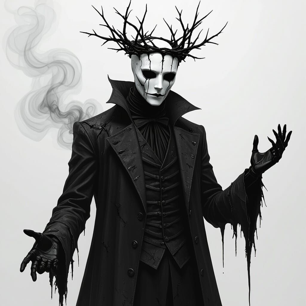 The Hollow Man: Porcelain Mask and Shadow Crown