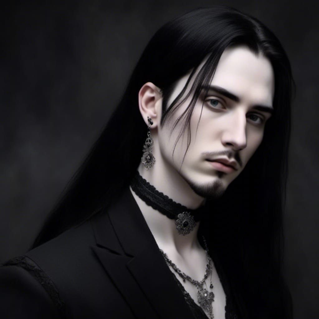 Gothic Portrait of a Man with Feminine Features