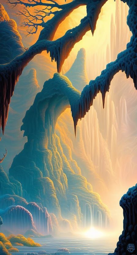 Magical Bioluminescent Tavern in Hyperrealist Digital Painti...