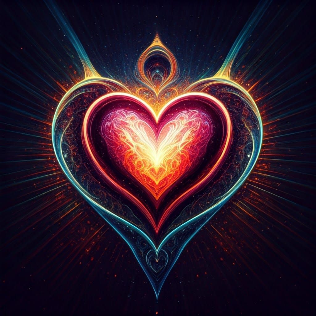 Luminescent Heart in Celestial Expanse: Visionary Art