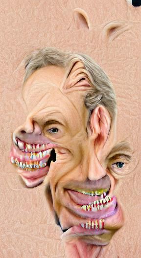Surreal Tony Blair Made of Teeth and Ears