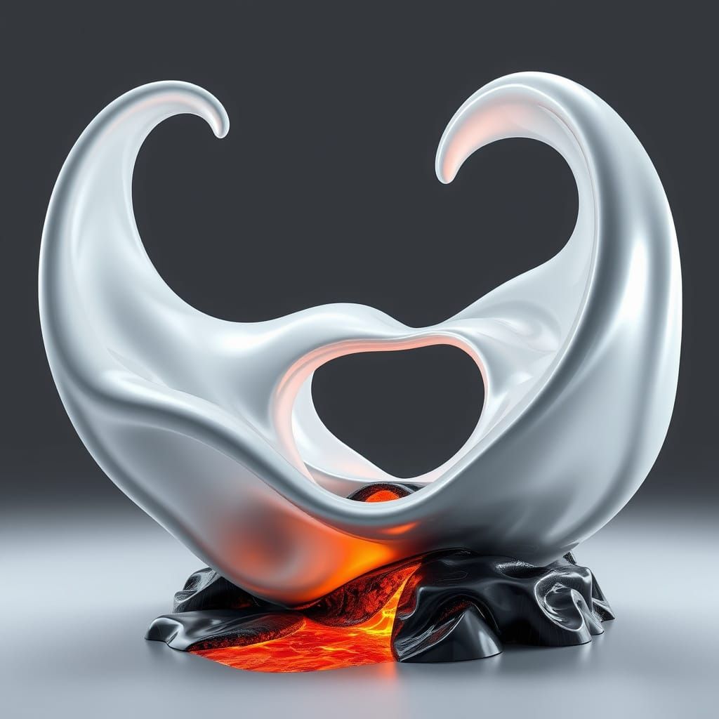 Surreal, Futuristic Sculpture with Fluid, Metallic Forms