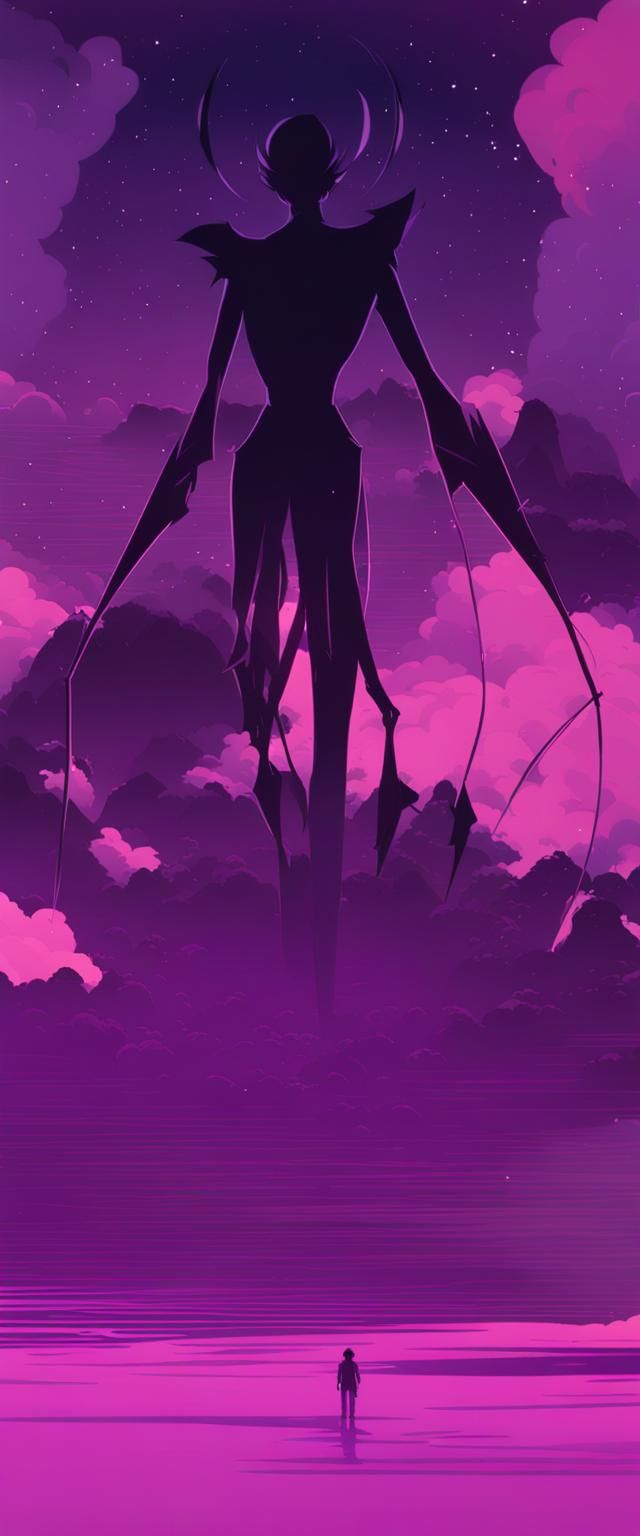 Otherworldly Being in Anime Style Over Barren Landscape