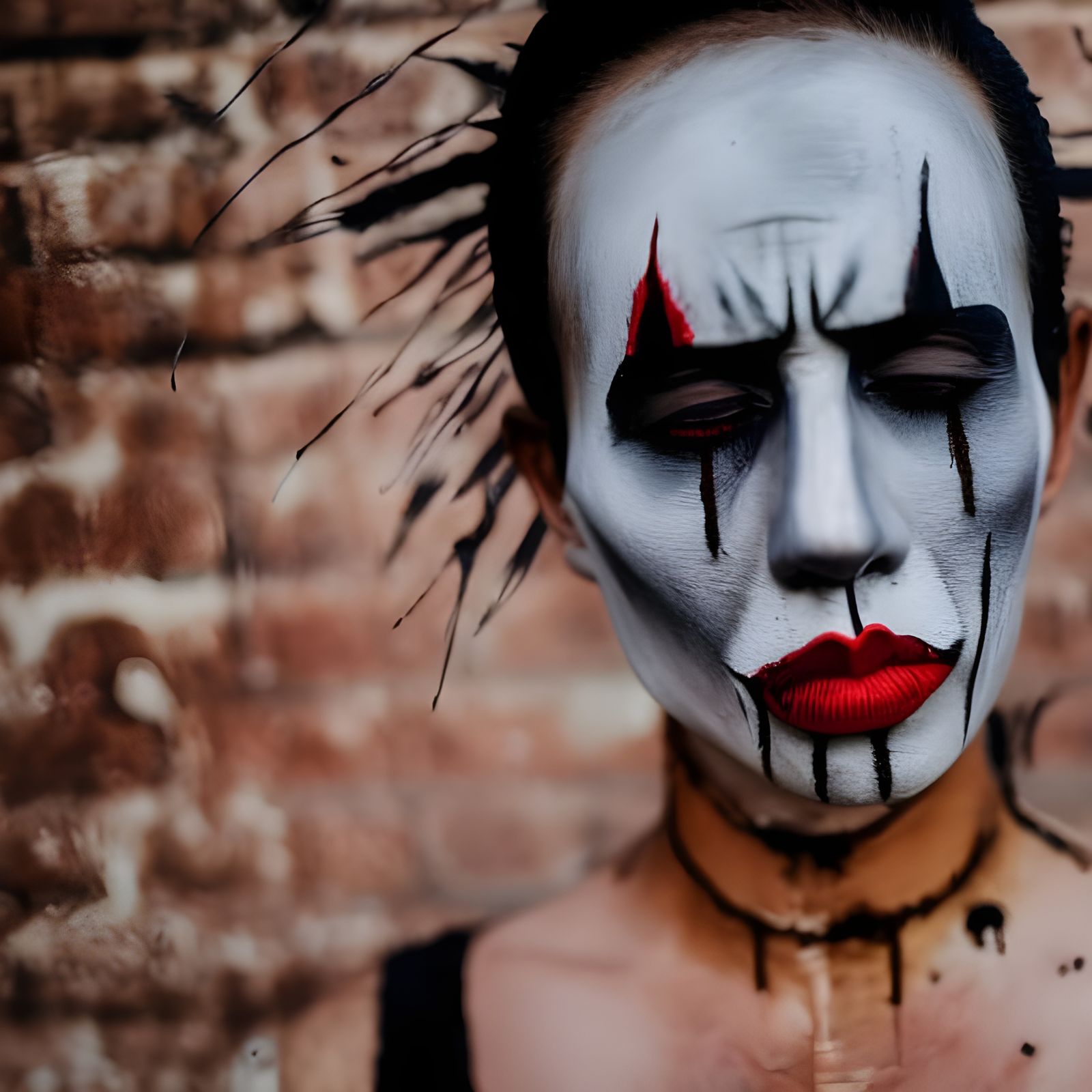 Scary Clown with Spikes: Watercolor Nightmare