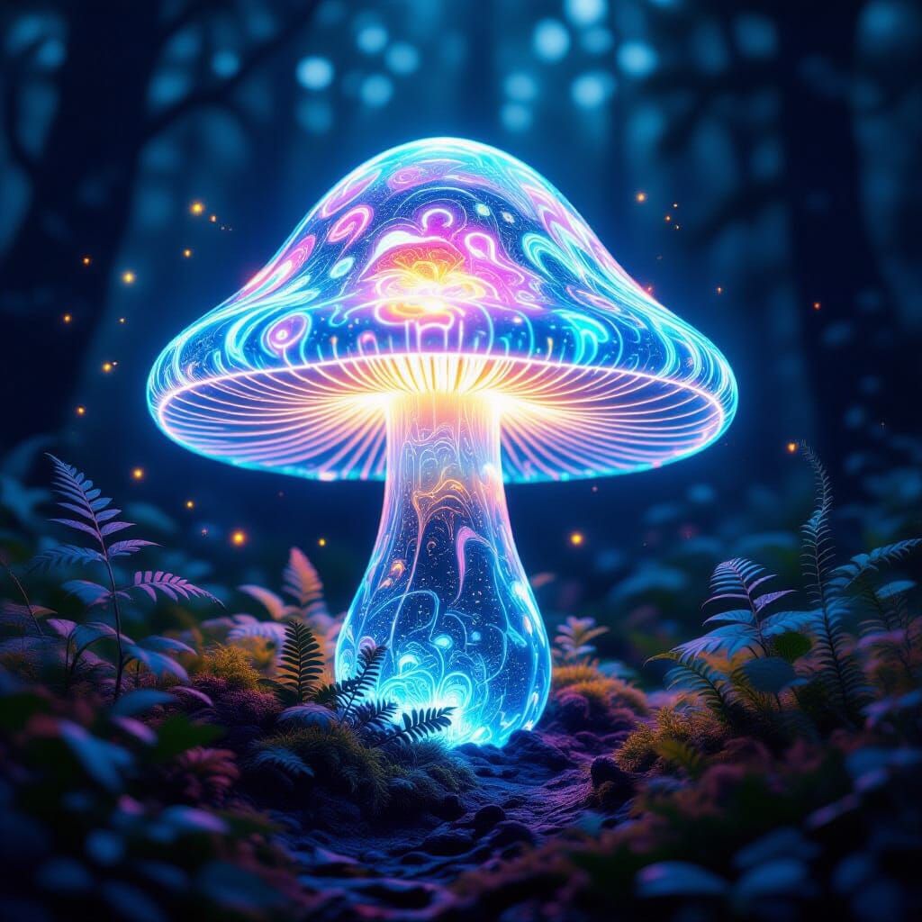 Glass mushroom uv psychadelic