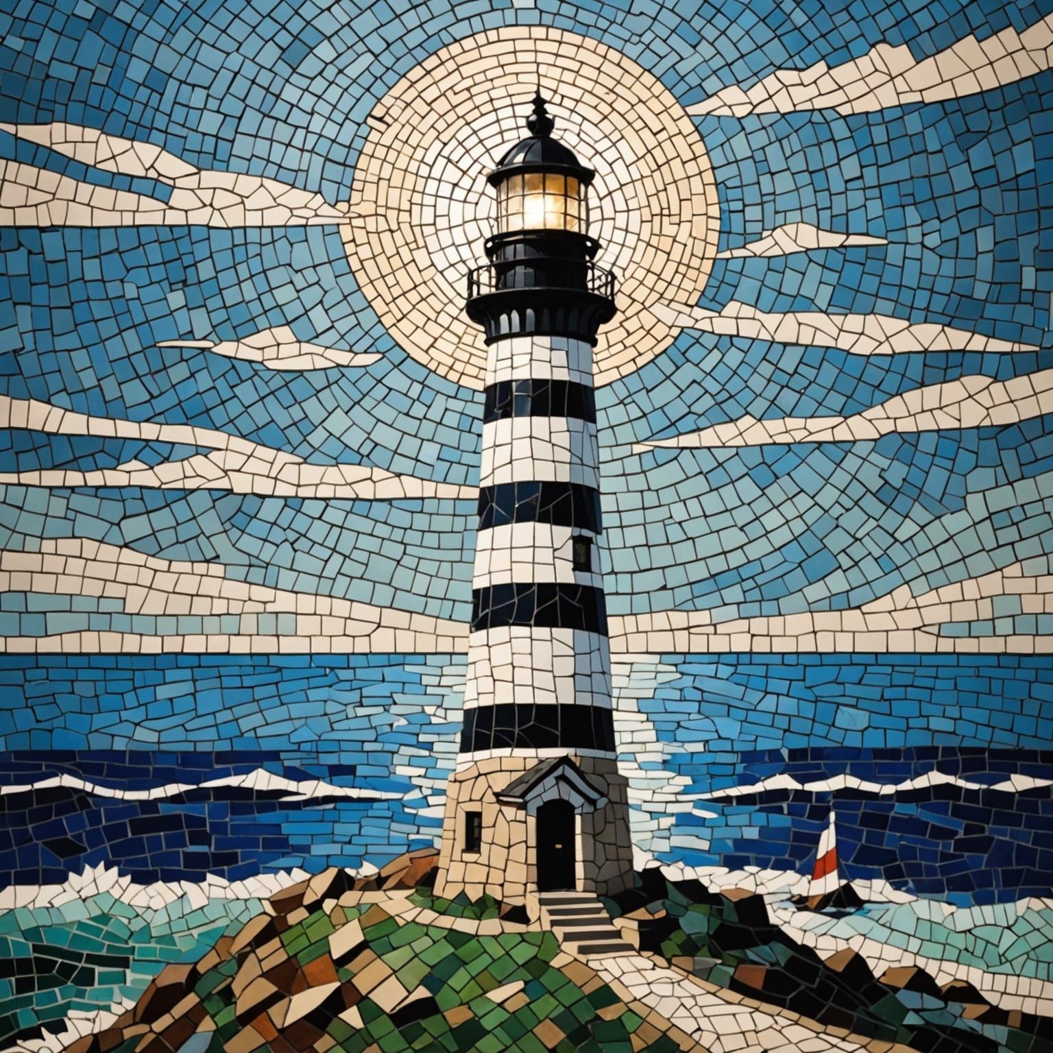 Mosaic Lighthouse Art