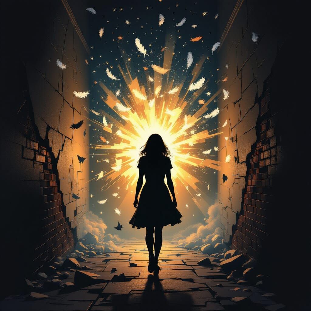 Woman Escaping Generational Trauma into Light