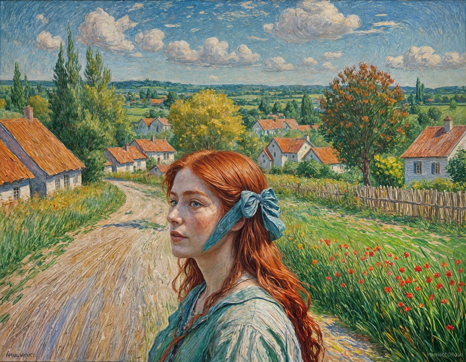 Expressive Portrait of Red-Haired Woman in Impasto Style