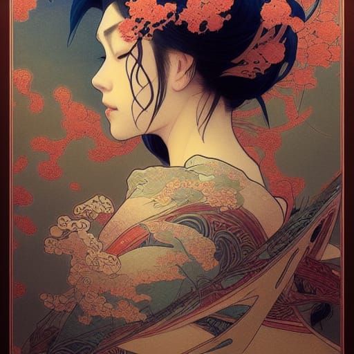 Fish Portrait in Japanese Tapestry Style