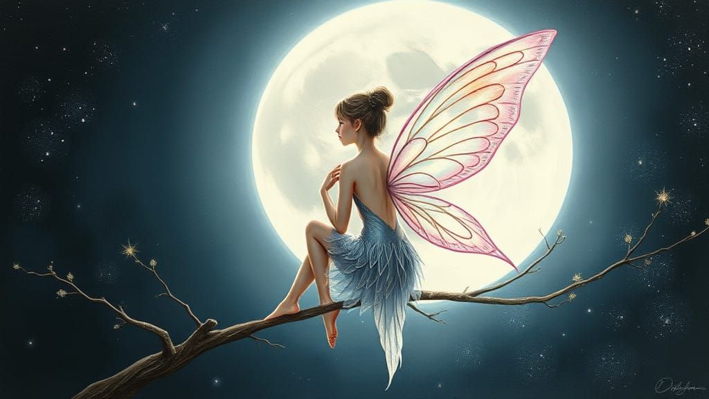 Ethereal Fairy Adorned by Lunar Light